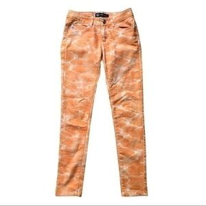Masoi Orange and white tie-dye like stretch jeans